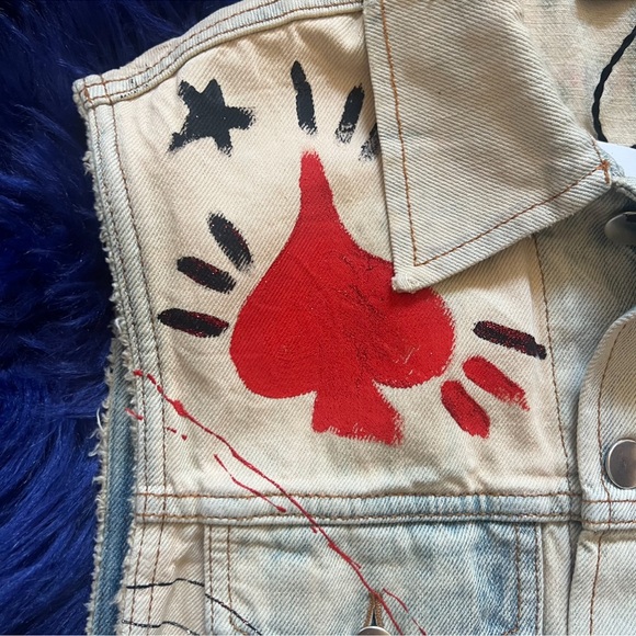 New! Rare FAITH CONNEXION Card Casino Oversized Denim Vest - Picture 4 of 10